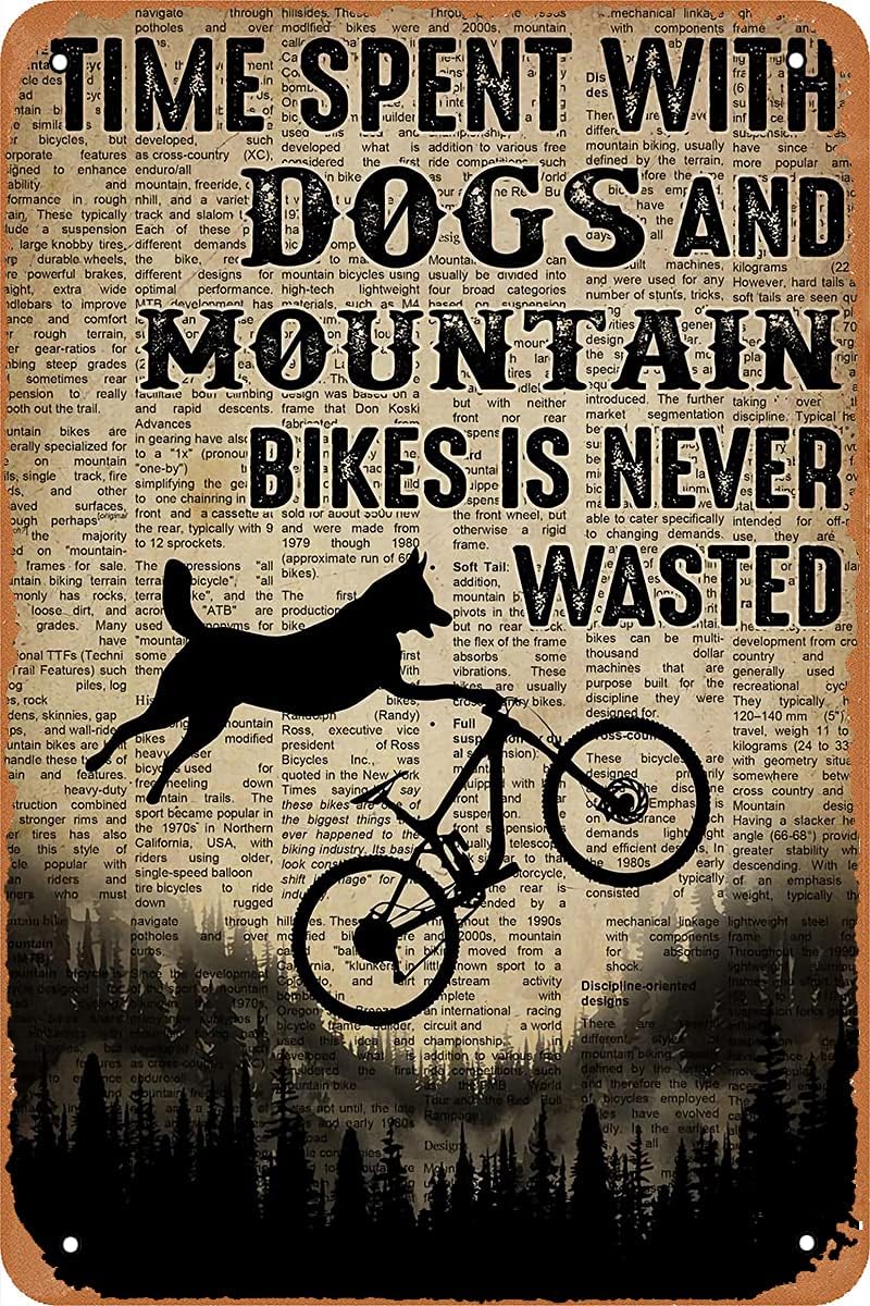 Metal Vintage Tin Sign Decor T - Mountain Biking With Dog recension och pris
